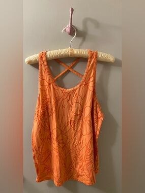 O’Neill Orange Tropical Print Crossback Tank Top